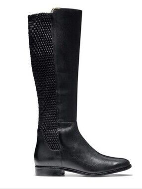 Cole Haan Rockland Black Leather Tall Stretch Riding Boots Size 8